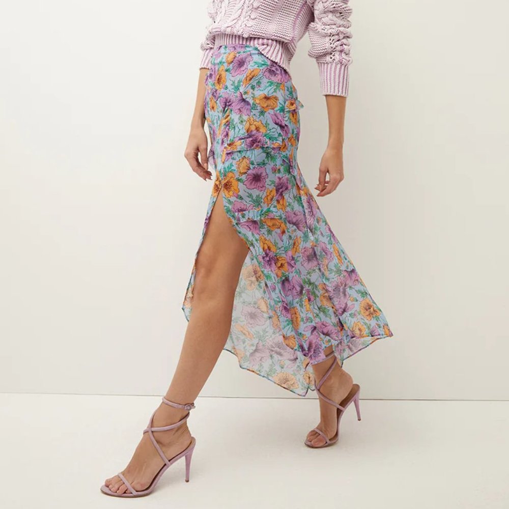 Veronica Beard Eleonora Floral-Print Skirt Size 8